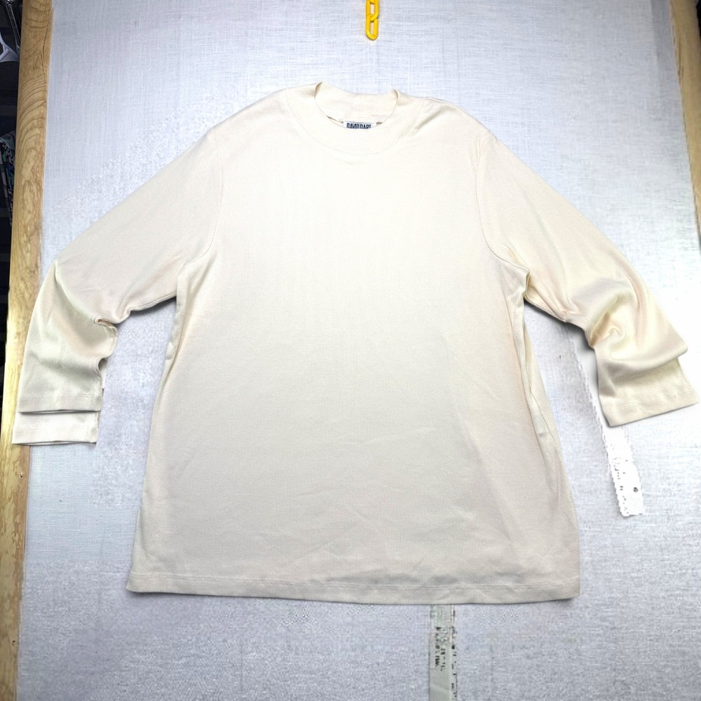 VTG David Dart Saks Fifth Avenue Top Cream Womens 2XL Ribbed Knit Mock Neck NWT
